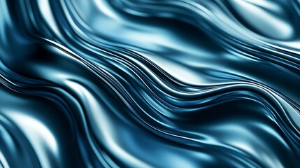 Obraz premium Abstract Blue Metallic Fluid Wave Swirls Design