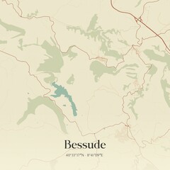 Fototapeta premium Vintage map of Bessude, Italy.