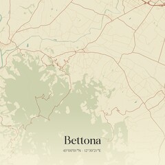 Fototapeta premium Vintage map of Bettona, Italy.
