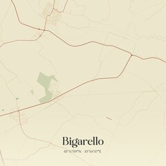Vintage map of Bigarello, Italy.