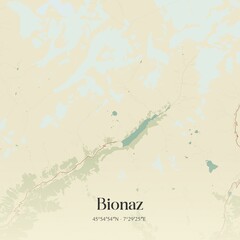 Vintage map of Bionaz, Italy.