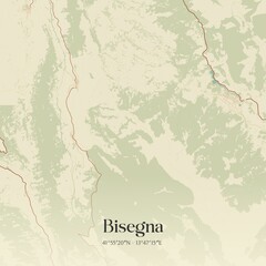 Vintage map of Bisegna, Italy.