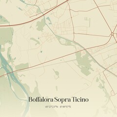 Obraz premium Vintage map of Boffalora Sopra Ticino, Italy.