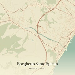 Vintage map of Borghetto Santo Spirito, Italy.