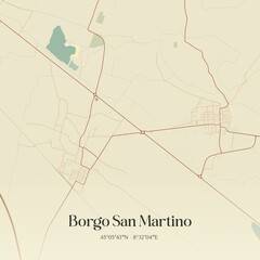 Naklejka premium Vintage map of Borgo San Martino, Italy.