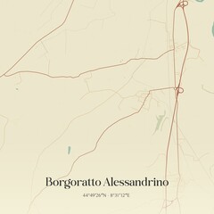 Vintage map of Borgoratto Alessandrino, Italy.