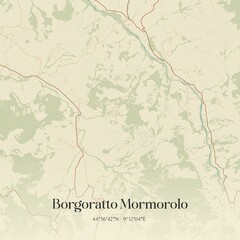 Vintage map of Borgoratto Mormorolo, Italy.