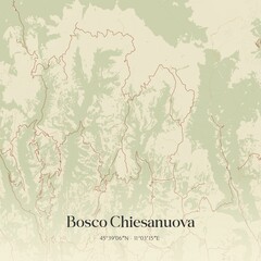Fototapeta premium Vintage map of Bosco Chiesanuova, Italy.
