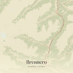 Vintage map of Brennero, Italy.