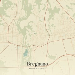 Fototapeta premium Vintage map of Bregnano, Italy.