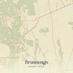 Vintage map of Brusnengo, Italy.