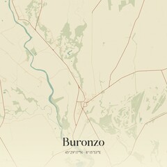 Fototapeta premium Vintage map of Buronzo, Italy.