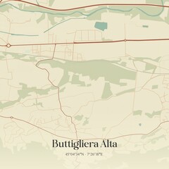 Obraz premium Vintage map of Buttigliera Alta, Italy.