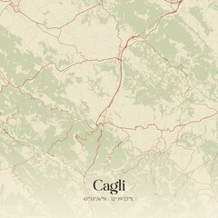 Vintage map of Cagli, Italy.