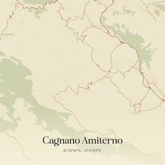 Vintage map of Cagnano Amiterno, Italy.