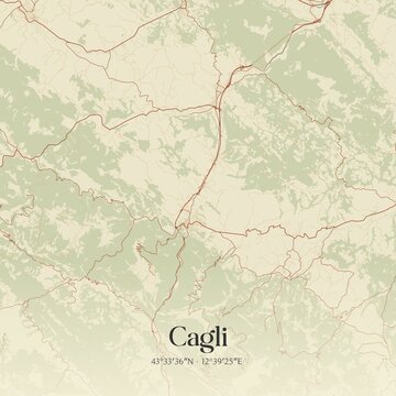 Vintage map of Cagli, Italy.