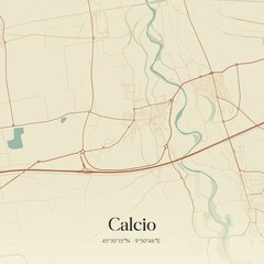 Vintage map of Calcio, Italy.