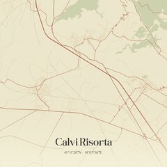 Vintage map of Calvi Risorta, Italy.