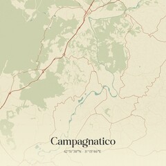 Vintage map of Campagnatico, Italy.