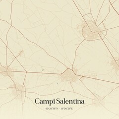 Vintage map of Campi Salentina, Italy.