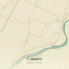 Vintage map of Canaro, Italy.