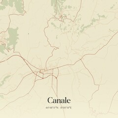 Fototapeta premium Vintage map of Canale, Italy.