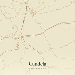 Vintage map of Candela, Italy.