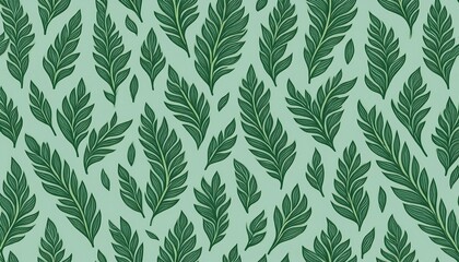 Charming Hand Drawn Minimalist Green Plant Stems and Leaves Pattern, Offering a Fresh and Clean Aesthetic for Digital Art, Home Decor, or Design Inspiration