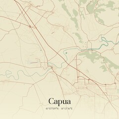 Vintage map of Capua, Italy.