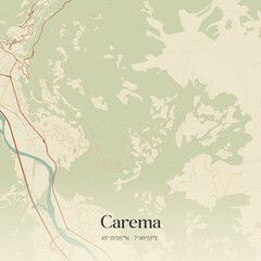 Vintage map of Carema, Italy.