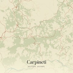 Vintage map of Carpineti, Italy.