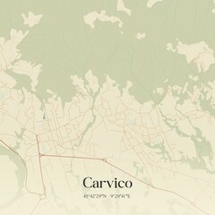 Vintage map of Carvico, Italy.