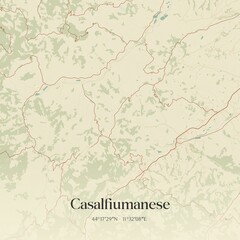 Vintage map of Casalfiumanese, Italy. © Rezona