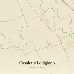Naklejka premium Vintage map of Casaletto Lodigiano, Italy.