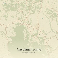 Fototapeta premium Vintage map of Casciana Terme, Italy.