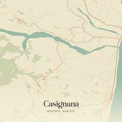 Vintage map of Casignana, Italy.