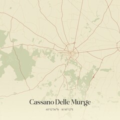 Vintage map of Cassano Delle Murge, Italy.