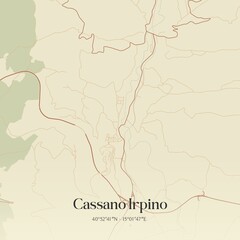 Vintage map of Cassano Irpino, Italy.