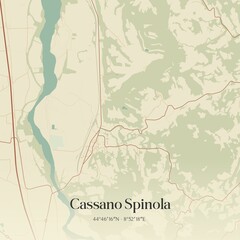 Fototapeta premium Vintage map of Cassano Spinola, Italy.