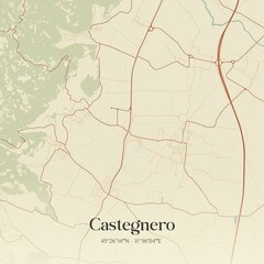 Fototapeta premium Vintage map of Castegnero, Italy.