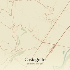 Vintage map of Castagnito, Italy.