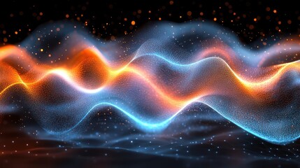Obraz premium Abstract fiery-icy waves digital art background