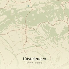 Vintage map of Castelcucco, Italy.