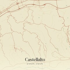 Fototapeta premium Vintage map of Castellalto, Italy.