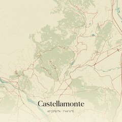 Vintage map of Castellamonte, Italy.