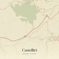 Fototapeta premium Vintage map of Castelliri, Italy.