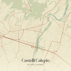Vintage map of Castelli Calepio, Italy.