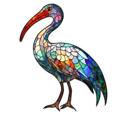 Fototapeta premium Colorful 3D Stained Glass Design Featuring Elegant Bird on transparent background for Artistic Inspirations