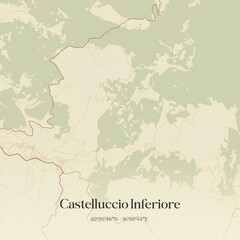 Fototapeta premium Vintage map of Castelluccio Inferiore, Italy.
