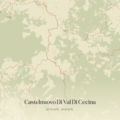 Fototapeta premium Vintage map of Castelnuovo Di Val Di Cecina, Italy.